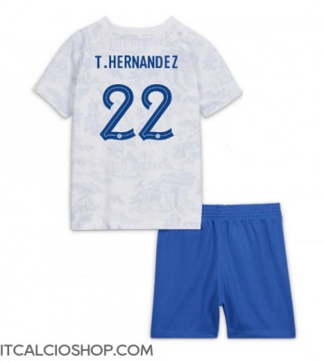 Francia Theo Hernandez #22 Seconda Maglia Bambino Mondiali 2022 Manica Corta (+ Pantaloni corti)